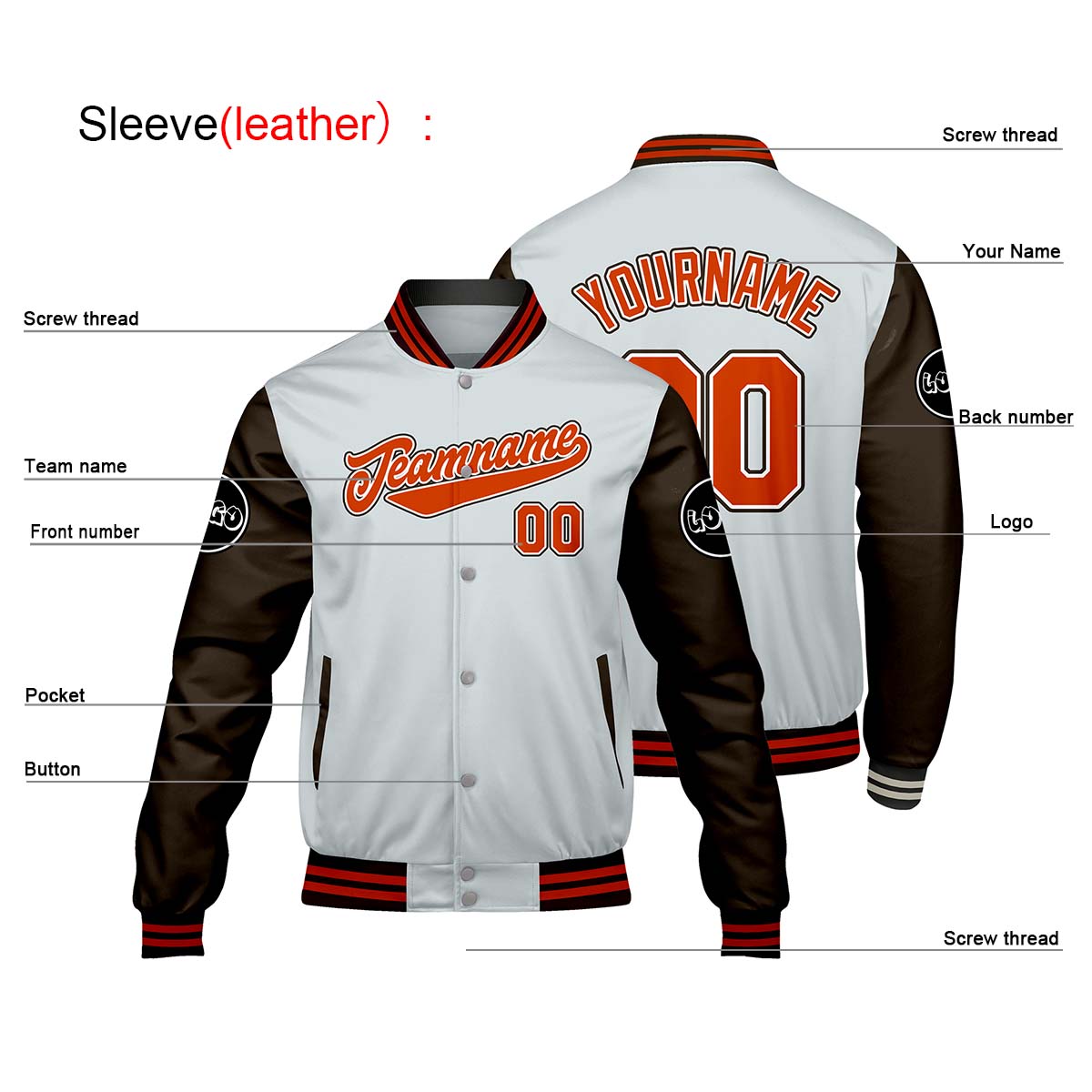 Chaquetas universitarias personalizadas en gris claro y marrón para hombres & mujeres y jóvenes & Chaquetas Letterman personalizadas