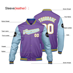 Chaquetas universitarias personalizadas en color morado y azul para hombres & mujeres y jóvenes & Chaquetas estilo Letterman personalizadas