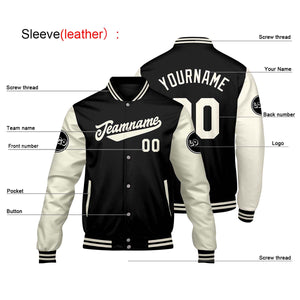 Chaquetas universitarias personalizadas en negro & crema y blanco para hombres & mujeres y jóvenes & Chaquetas Letterman personalizadas