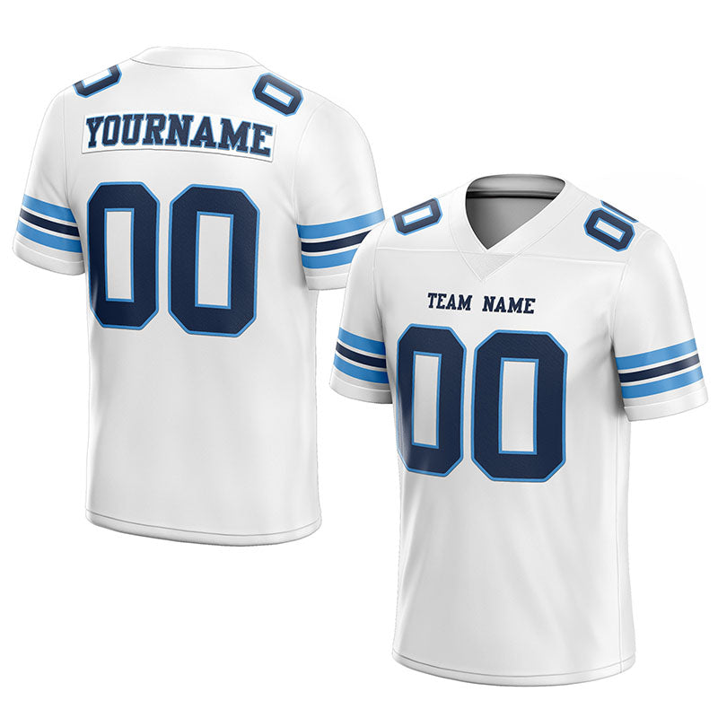 customized authentic football jersey white navy-powder blue mesh