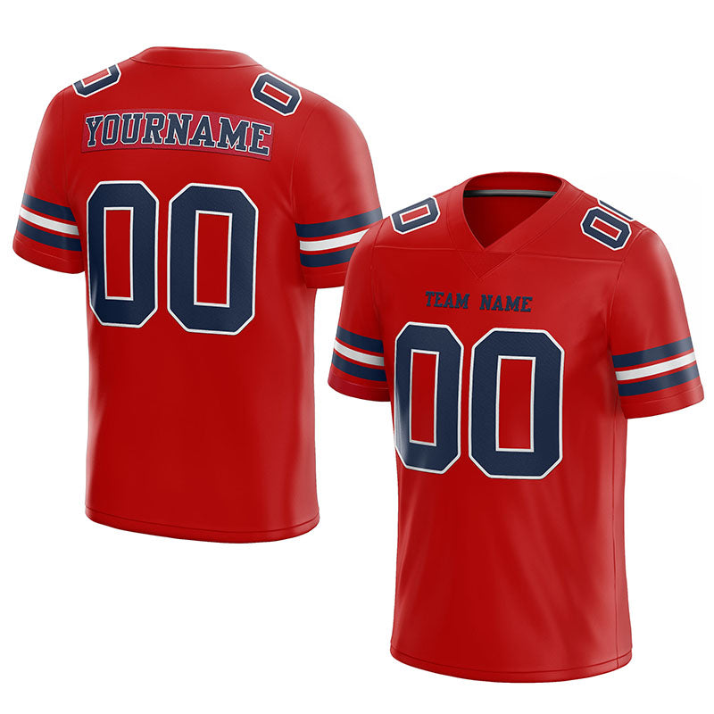 customized authentic football jersey red navy-white mesh