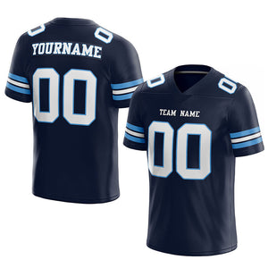 customized authentic football jersey navy white -powder blue mesh