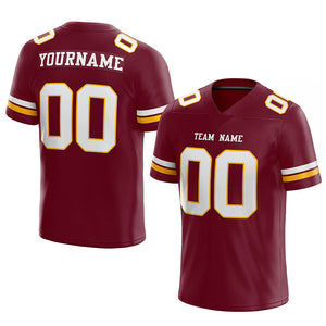 customized authentic football jersey red white -gold mesh