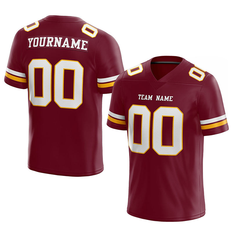 customized authentic football jersey red white -gold mesh