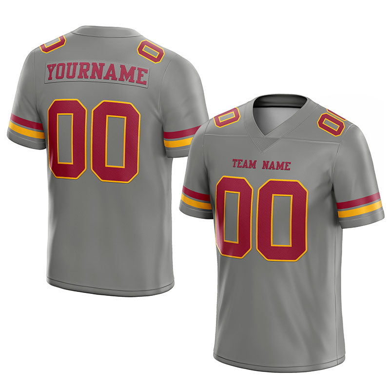 customized authentic football jersey red white -gold mesh