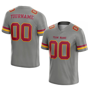 customized authentic football jersey gray red -gold mesh