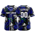 Camiseta de béisbol personalizada para hombres mujeres ni?os y jóvenes equipos con bordados y estampado de calaveras rosas y azul marino