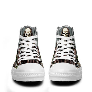 Resalta tu estilo con las zapatillas de lona de caña media Skeleton para hombre y mujer