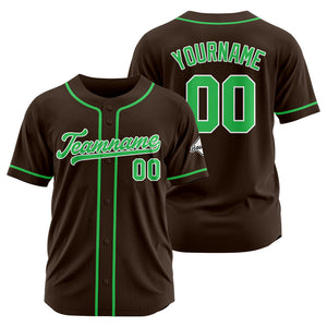 Camiseta de béisbol personalizada con diseño bordado & estilo hip hop & color marrón y verde