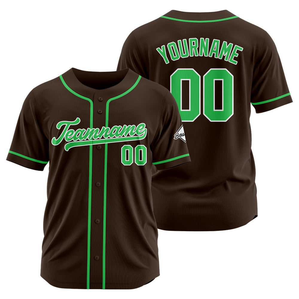 Camiseta de béisbol personalizada con diseño bordado & estilo hip hop & color marrón y verde