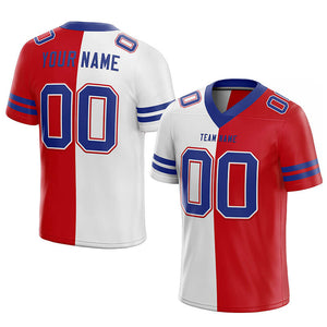 custom authentic split fashion football jersey red-white-royal mesh
