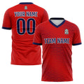 Uniforme de fútbol personalizado para niños y adultos & conjunto personalizado & camiseta roja y azul marino con diseño de olas