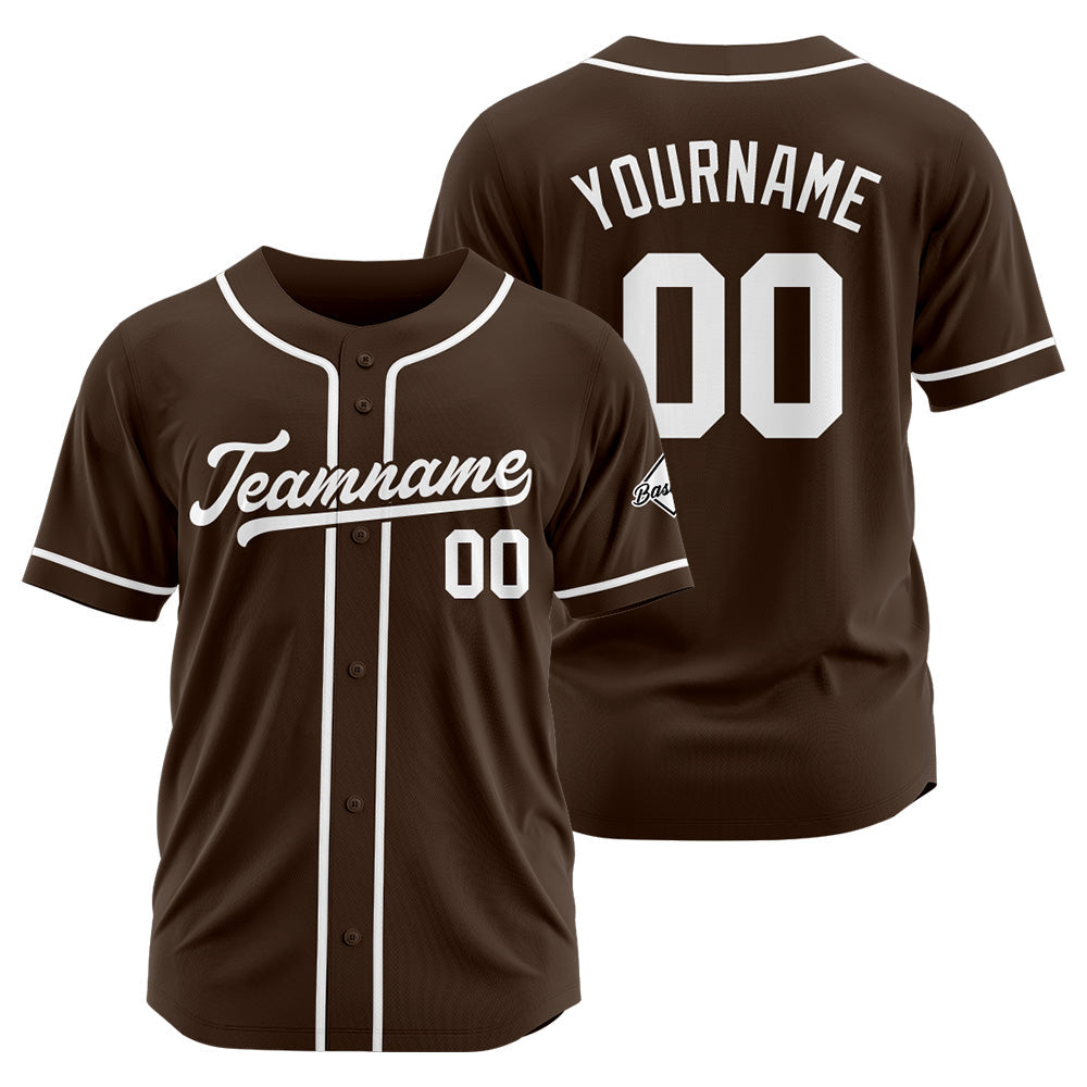 Camiseta de béisbol personalizada con diseño bordado & estilo hip hop & color marrón y blanco