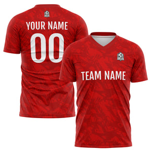 Conjunto personalizado de camiseta de fútbol roja para niños y adultos