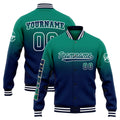 Chaqueta universitaria personalizada estilo Letterman para hombres-mujeres y jóvenes-color verde y azul marino