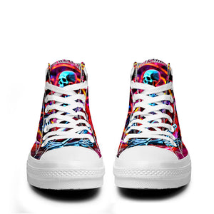 Resalta tu estilo con las zapatillas de lona de caña media Skeleton para hombre y mujer