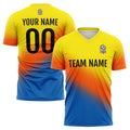 Uniforme de fútbol personalizado para niños y adultos Conjunto personalizado de camisetas azules & naranjas y amarillas