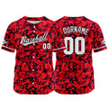 Camiseta de béisbol roja con dise?o personalizado estampado a todo color