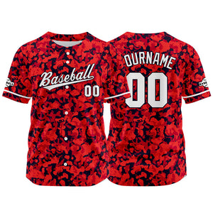 Camiseta de béisbol roja con dise?o personalizado estampado a todo color