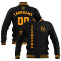 Chaquetas universitarias impermeables negras y amarillas personalizadas con nombre-número y logotipo bordados a medida