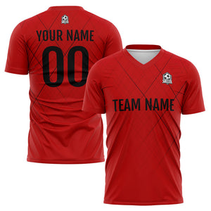 Uniforme de fútbol personalizado para niños y adultos & conjunto personalizado de camiseta roja y negra