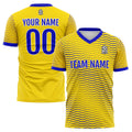 Uniforme de fútbol personalizado para niños y adultos & conjunto personalizado & camiseta amarilla y azul marino