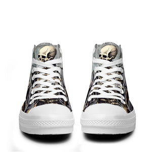 Resalta tu estilo con las zapatillas de lona de caña media Skeleton para hombre y mujer