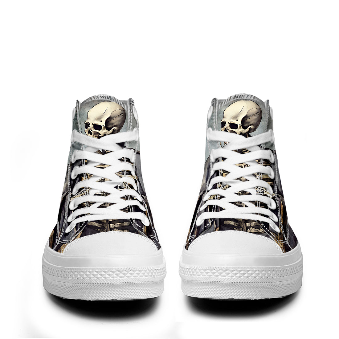 Resalta tu estilo con las zapatillas de lona de caña media Skeleton para hombre y mujer