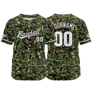 Camiseta de béisbol con dise?o personalizado estampado a todo color verde y negro