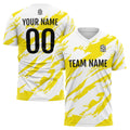 Uniforme de fútbol personalizado para niños y adultos & conjunto personalizado & camiseta desgastada & amarilla y blanca