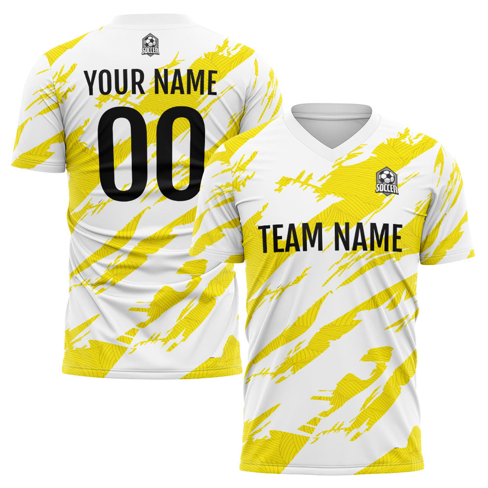 Uniforme de fútbol personalizado para niños y adultos & conjunto personalizado & camiseta desgastada & amarilla y blanca