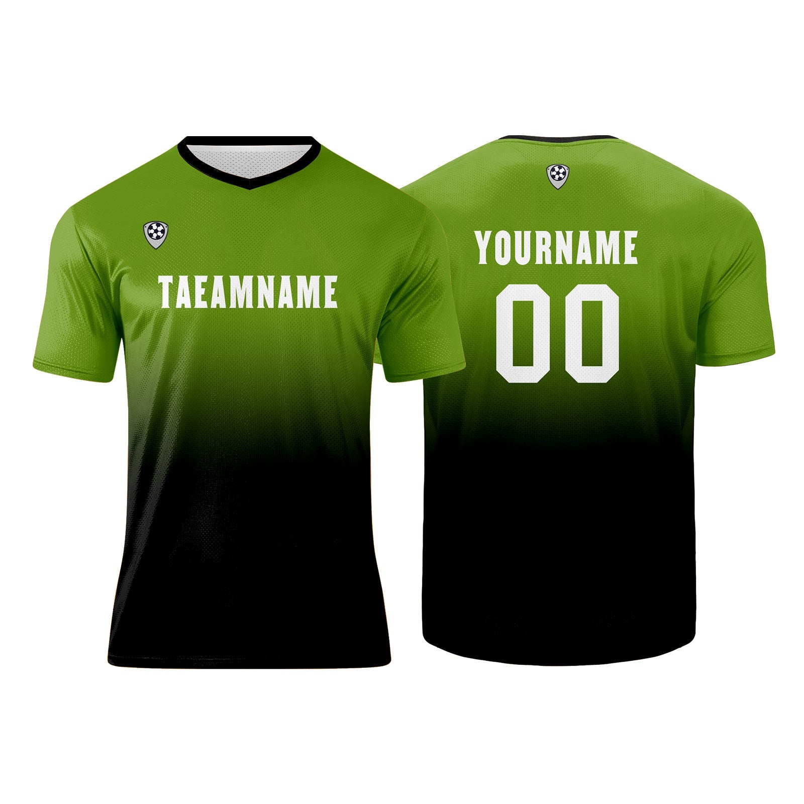 Conjunto personalizado de camiseta de uniforme verde oliva y negro para niños y adultos