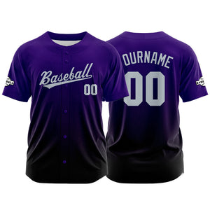 Camiseta de béisbol con dise?o personalizado estampado en negro y morado