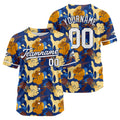 Camiseta de béisbol con dise?o personalizado estampado completo color marrón y azul marino