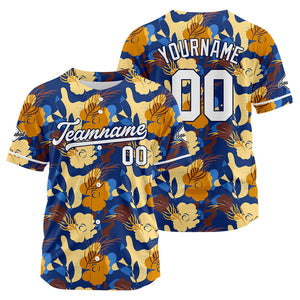 Camiseta de béisbol con dise?o personalizado estampado completo color marrón y azul marino