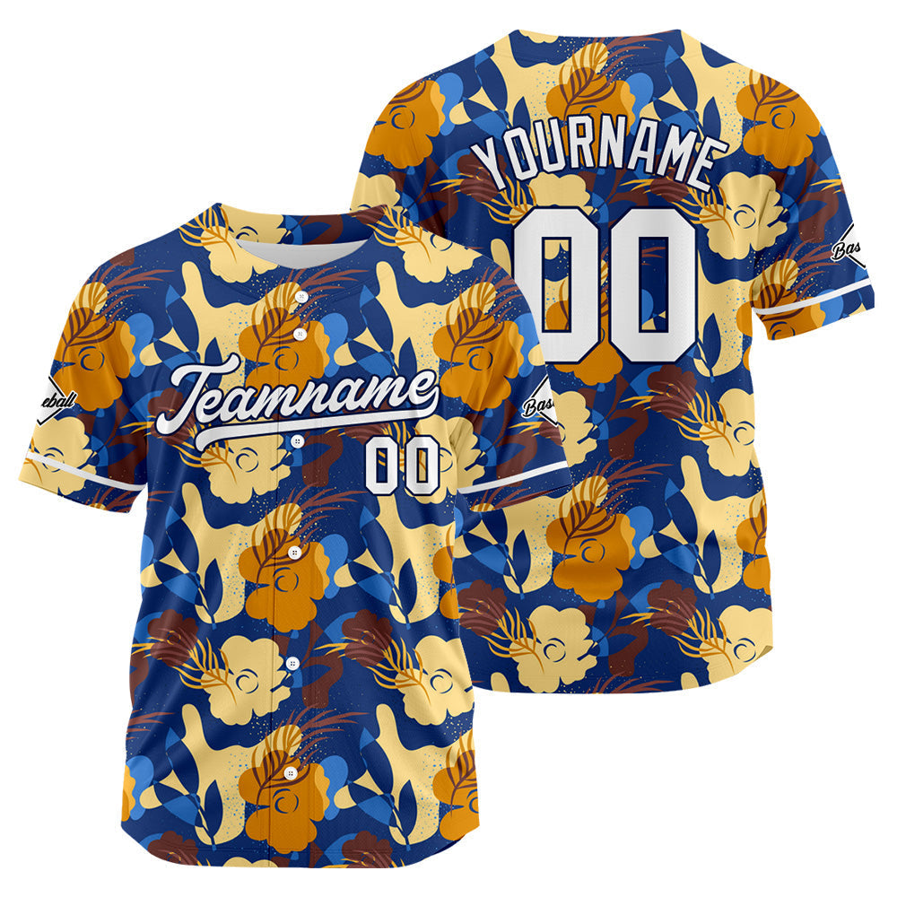 Camiseta de béisbol con dise?o personalizado estampado completo color marrón y azul marino