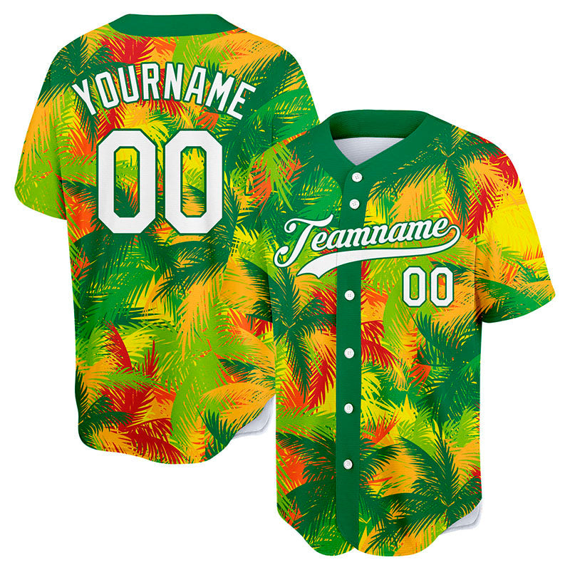 custom full print design authentic tropical palm baseball jersey