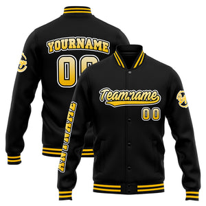 Chaqueta universitaria personalizada estilo Letterman para hombres-mujeres y jóvenes-color amarillo y negro