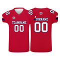 Camiseta de fútbol personalizada con nombre y número del equipo impresos en rojo