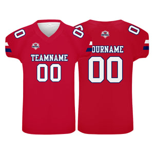 Camiseta de fútbol personalizada con nombre y número del equipo impresos en rojo