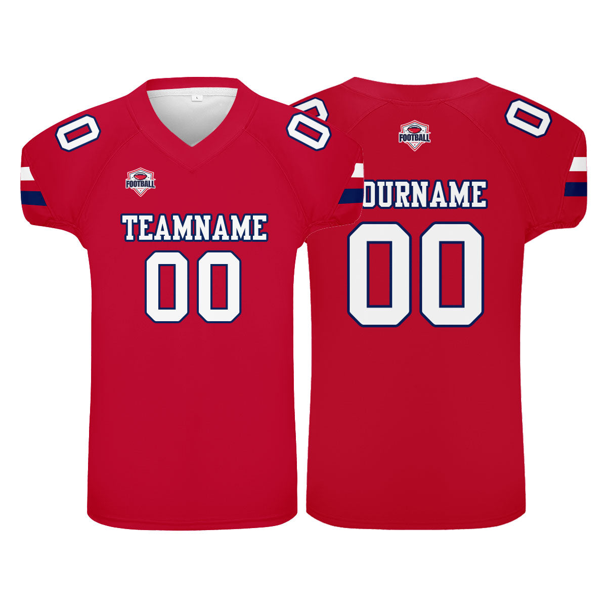 Camiseta de fútbol personalizada con nombre y número del equipo impresos en rojo
