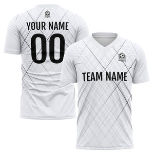 Uniforme de fútbol personalizado para niños y adultos & conjunto personalizado & camiseta blanca y negra