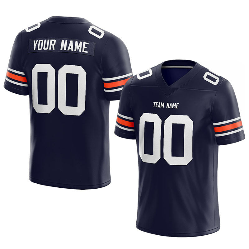customized  authentic football jersey navy-white-orange mesh