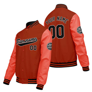 Chaquetas universitarias naranjas personalizadas para hombres & mujeres y jóvenes & Chaquetas Letterman personalizadas