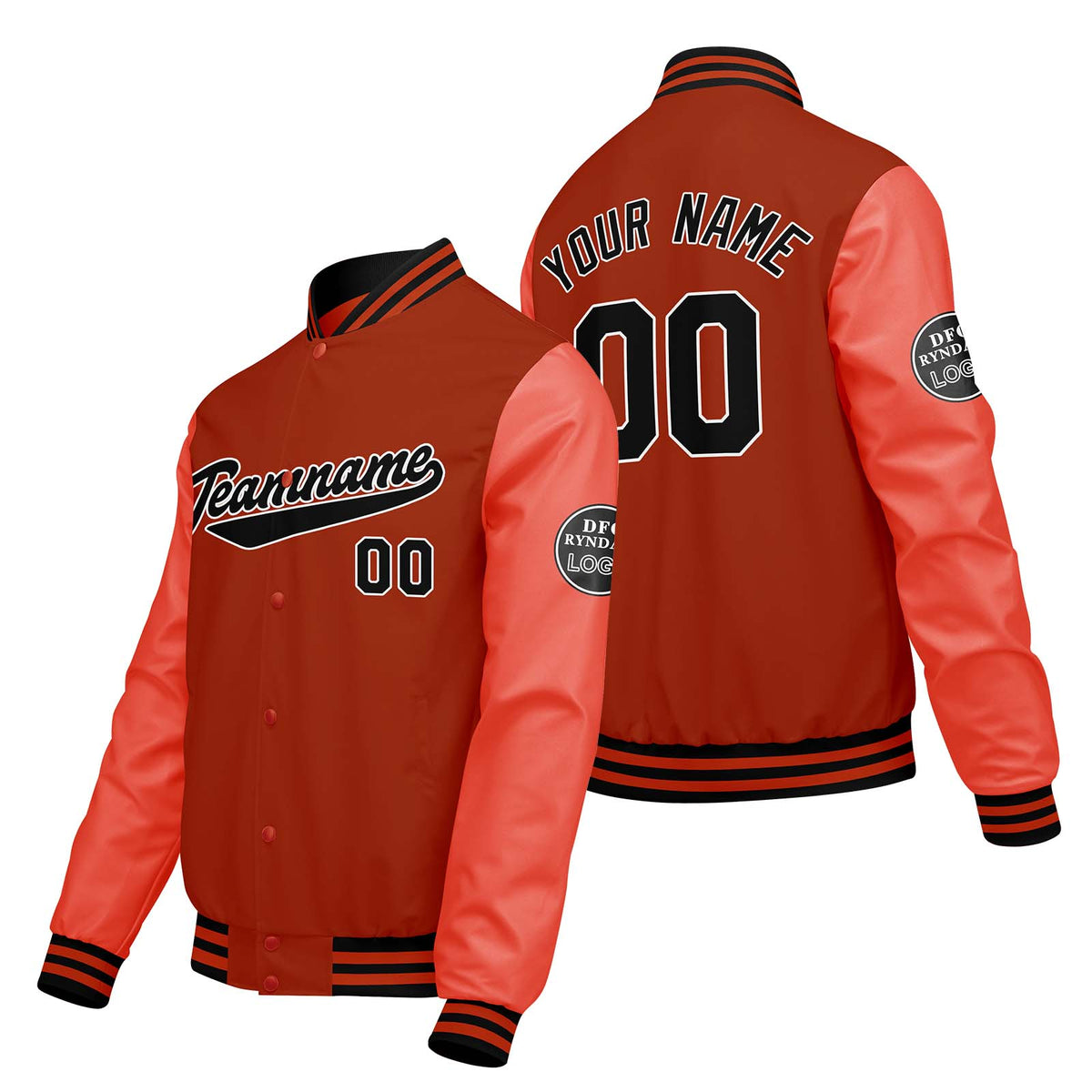 Chaquetas universitarias naranjas personalizadas para hombres & mujeres y jóvenes & Chaquetas Letterman personalizadas