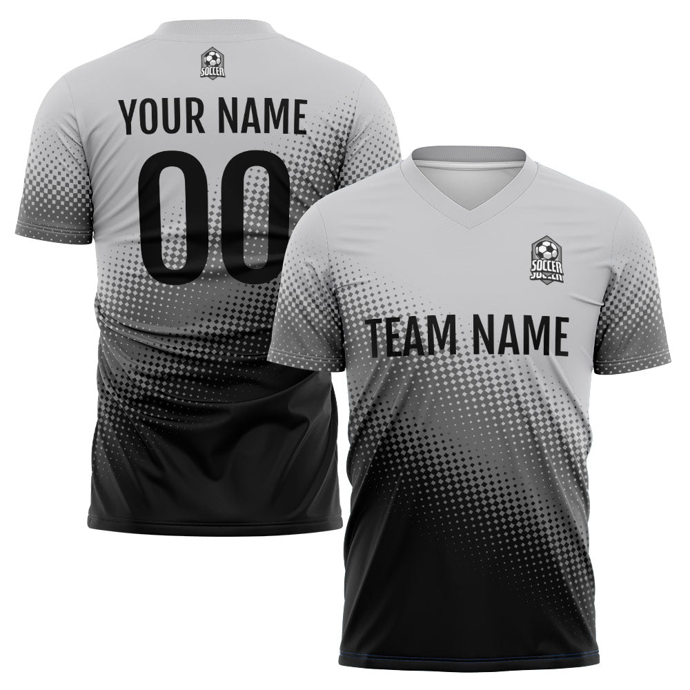 Uniforme de fútbol personalizado para niños y adultos & conjunto personalizado en negro y gris