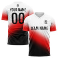Conjunto personalizado de uniforme de fútbol para niños y adultos: camiseta negra & roja y blanca