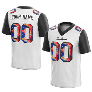 customized authentic tie dye football jersey white black mesh
