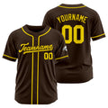Camiseta de béisbol personalizada con diseño bordado & estilo hip hop & color marrón y amarillo