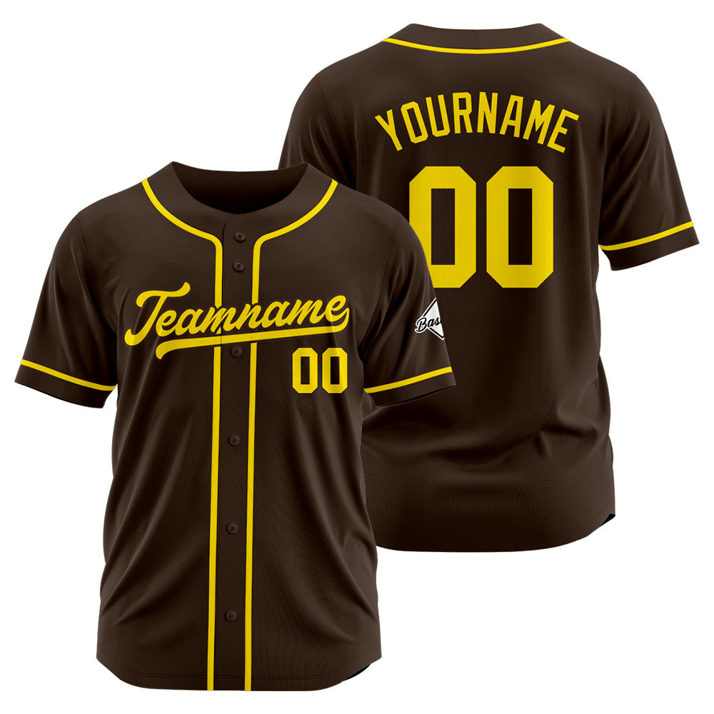 Camiseta de béisbol personalizada con diseño bordado & estilo hip hop & color marrón y amarillo